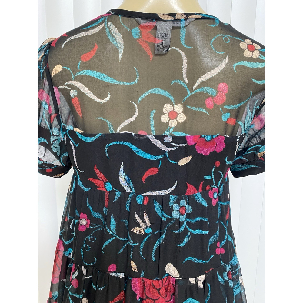 Dvf Diane Von Furstenberg Vinita Dress Silk Black Multi Color Short Slee View 6